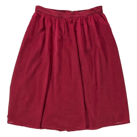 Ann Taylor Size 4 Petites 4P Skirt Women's Linen Lined Maroon Red A-line 24"L - Picture 3 of 12